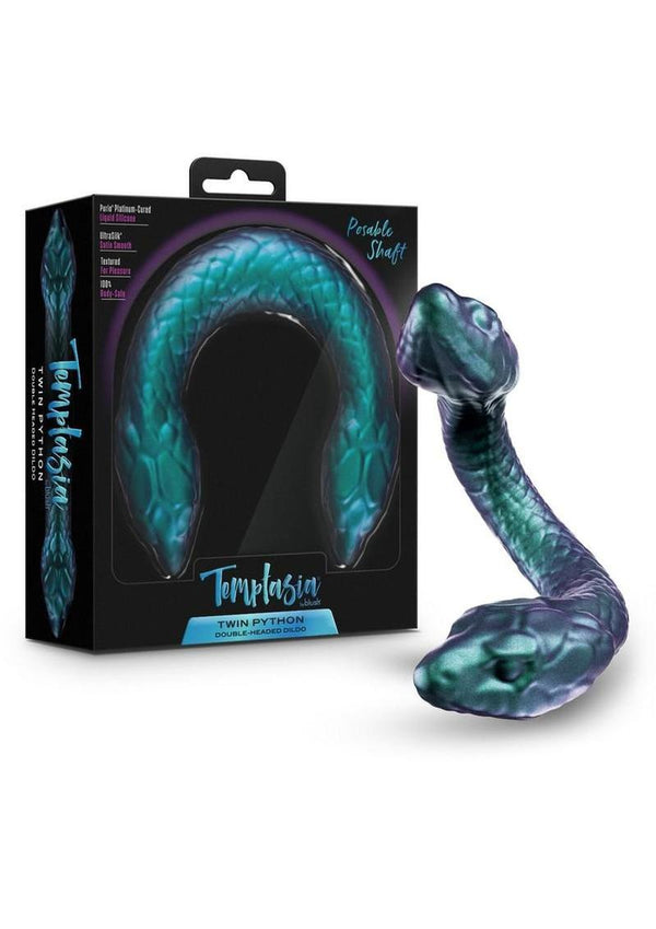 Temptasia Twin Python Silicone Double-Ended Dildo - Green/Blue