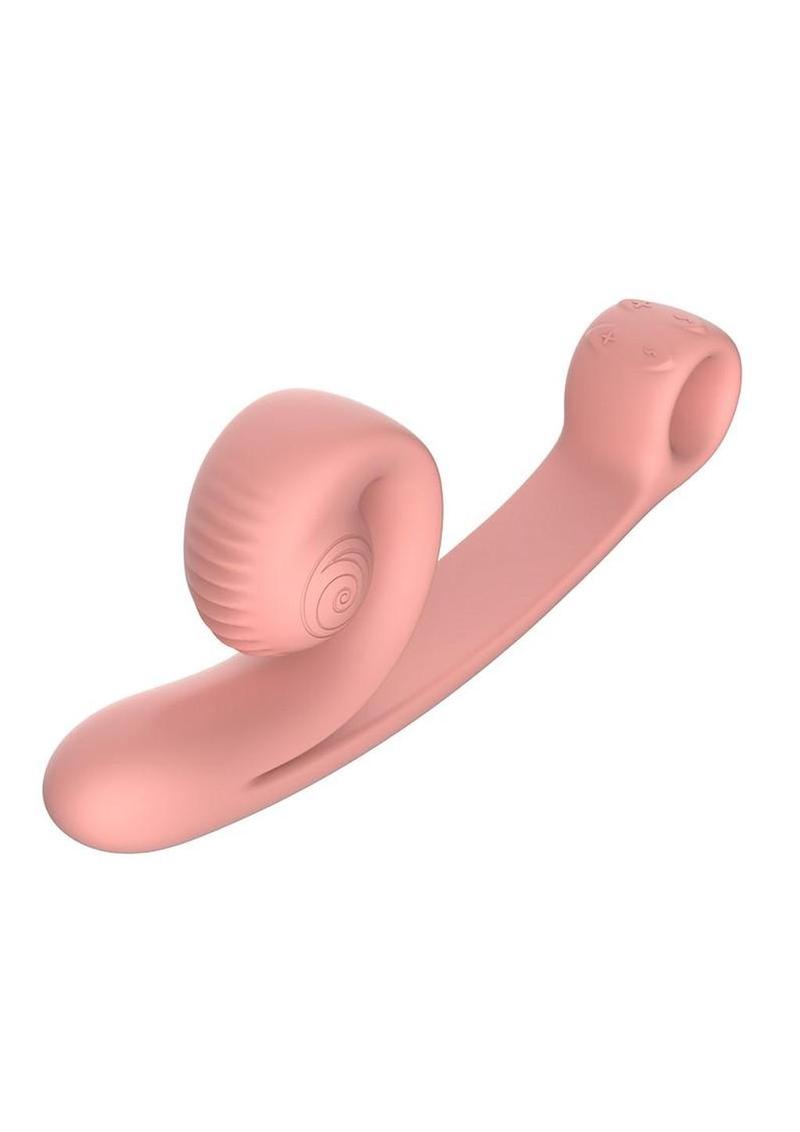 SVibe Snail CURVE Rechargeable Silicone Vibrator with Clitoral Stimulator - Peachy Pink