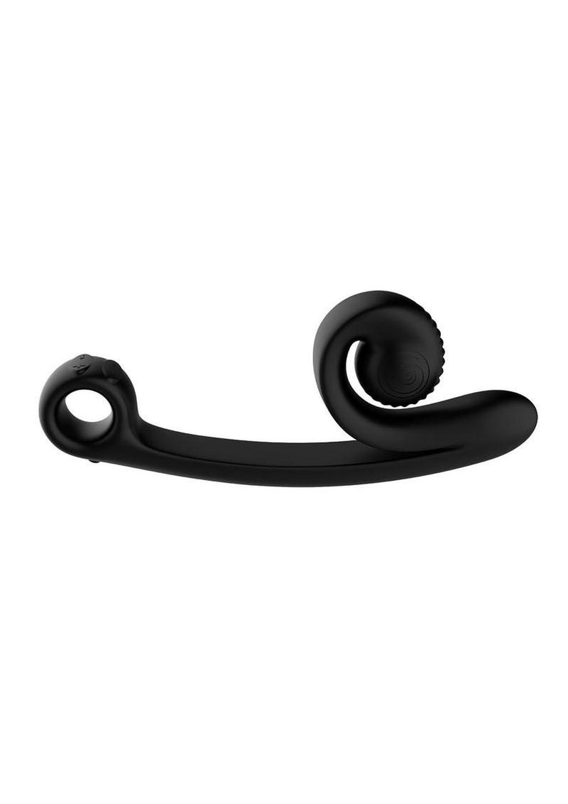 SVibe Snail CURVE Rechargeable Silicone Vibrator with Clitoral Stimulator - Black