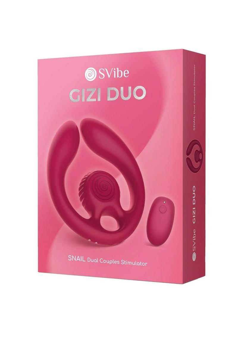 SVibe Snail GIZI Duo Rechargeable Silicone Couples Stimulator with Remote - Burgundy