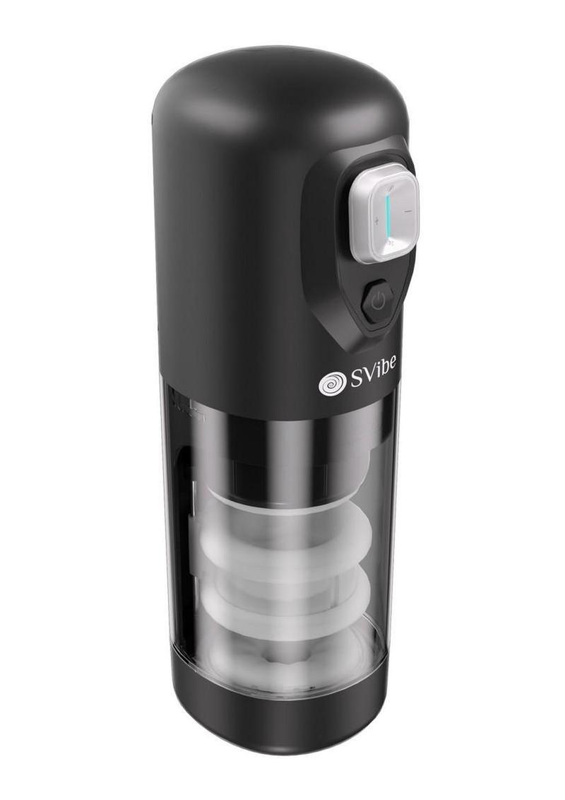 SVibe Ikon SPARK Rechargeable Thrusting Rotating Masturbator - Clear/Black