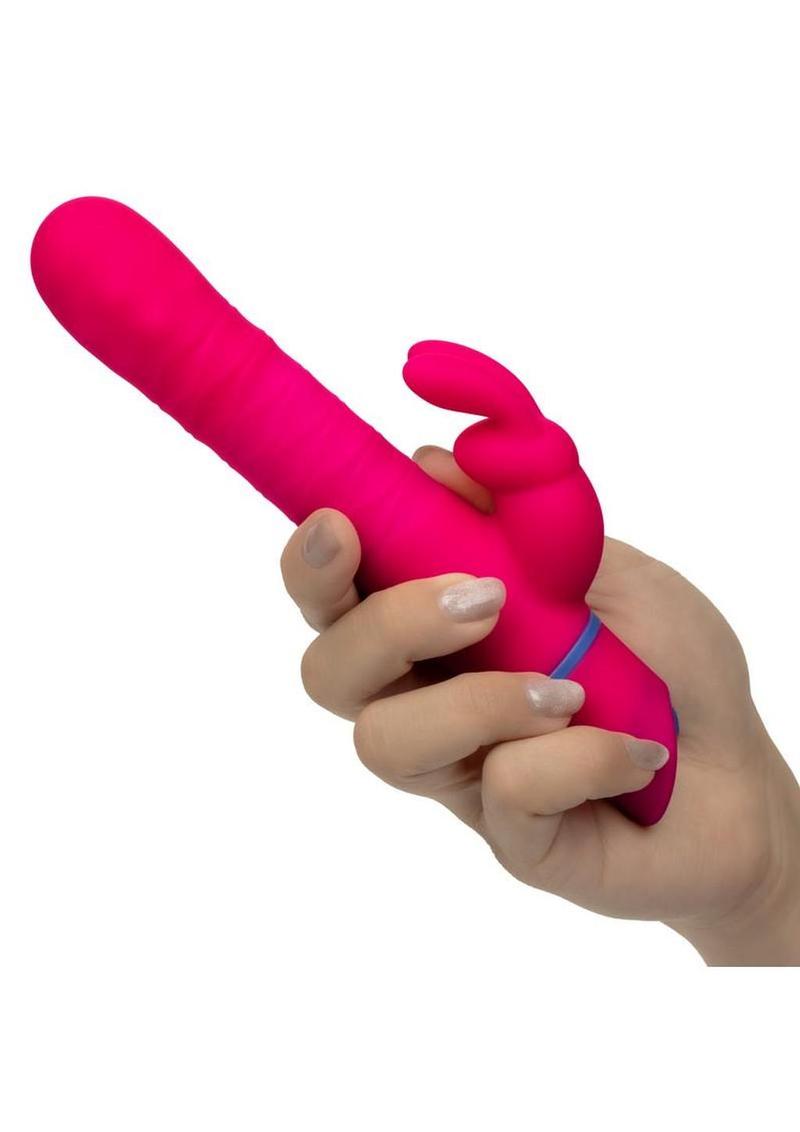Love Bunny Beaded Spin Bunny Rechargeable Silicone Dual Motor Vibrator - Pink