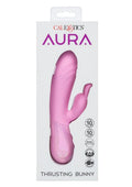 Aura Thrusting Bunny Rechargeable Silicone Rabbit Vibrator - Pink