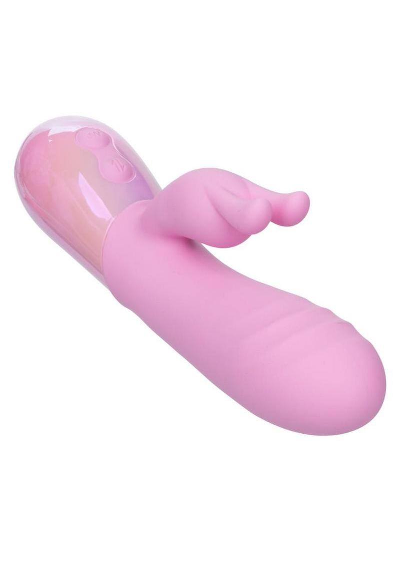 Aura Thrusting Bunny Rechargeable Silicone Rabbit Vibrator - Pink