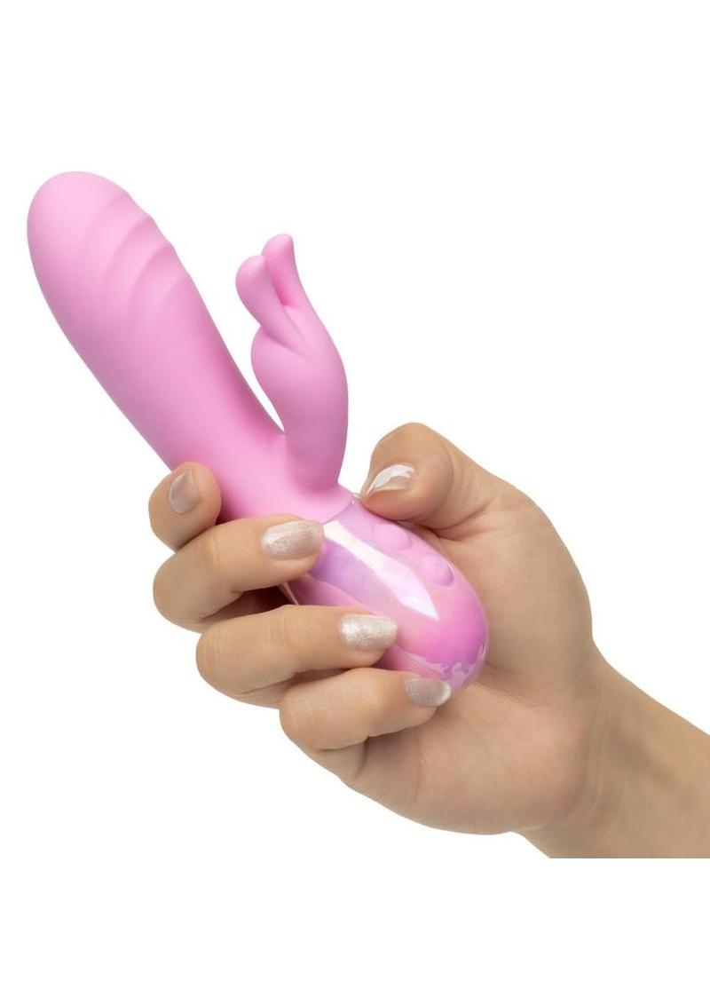 Aura Thrusting Bunny Rechargeable Silicone Rabbit Vibrator - Pink
