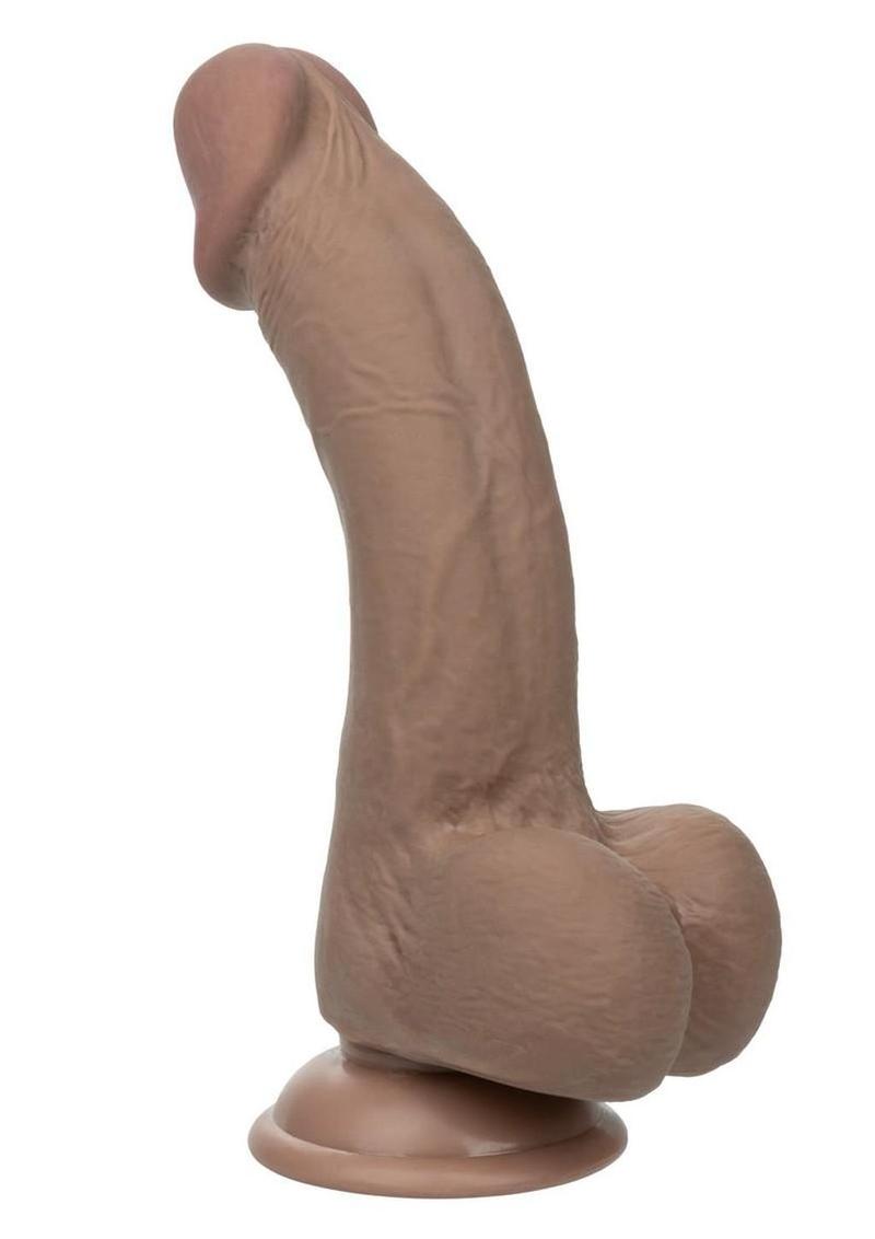 Working Stiff Shaft Slide Hockey Player Rechargeable Vibrating Dildo - Caramel