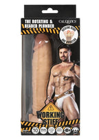 Working Stiff Rotating & Beaded Plumber Rechargeable Vibrating Dildo - Vanilla