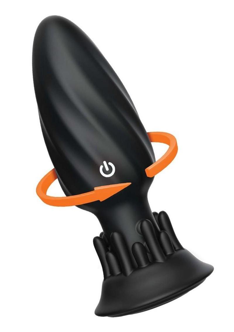 Butts Up Rotating Spiral Rechargeable Silicone Plug - Black