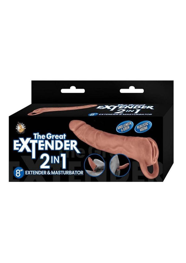 The Great Extender 2-in-1 Extender & Masturbator 8in - Caramel