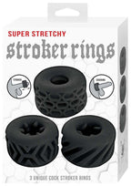 Super Stretchy Stroker Silicone Cock Rings (3 Piece) - Black