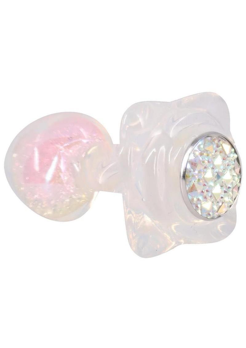 Booty Bling Jeweled Wearable Translucent Silicone Anal Plug - Small - Clear