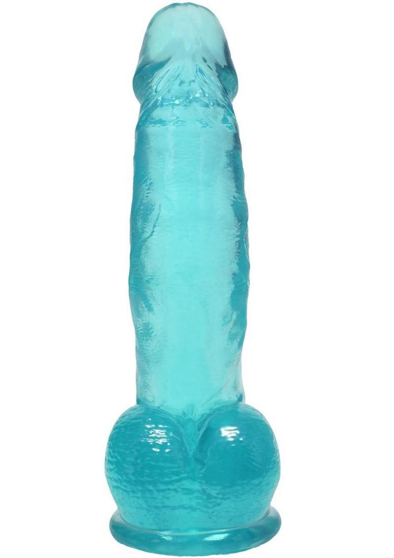 Crystal Jellies Curved Realistic Cock with Balls 7in - Teal