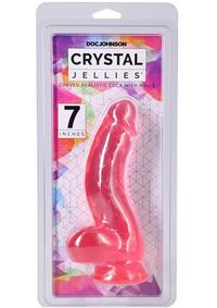 Crystal Jellies Curved Realistic Cock with Balls 7in - Pink