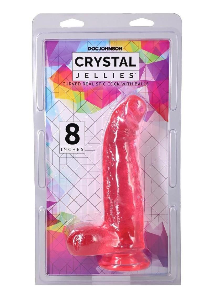 Crystal Jellies Curved Realistic Cock with Balls 8in - Pink