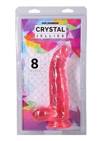 Crystal Jellies Curved Realistic Cock with Balls 8in - Pink