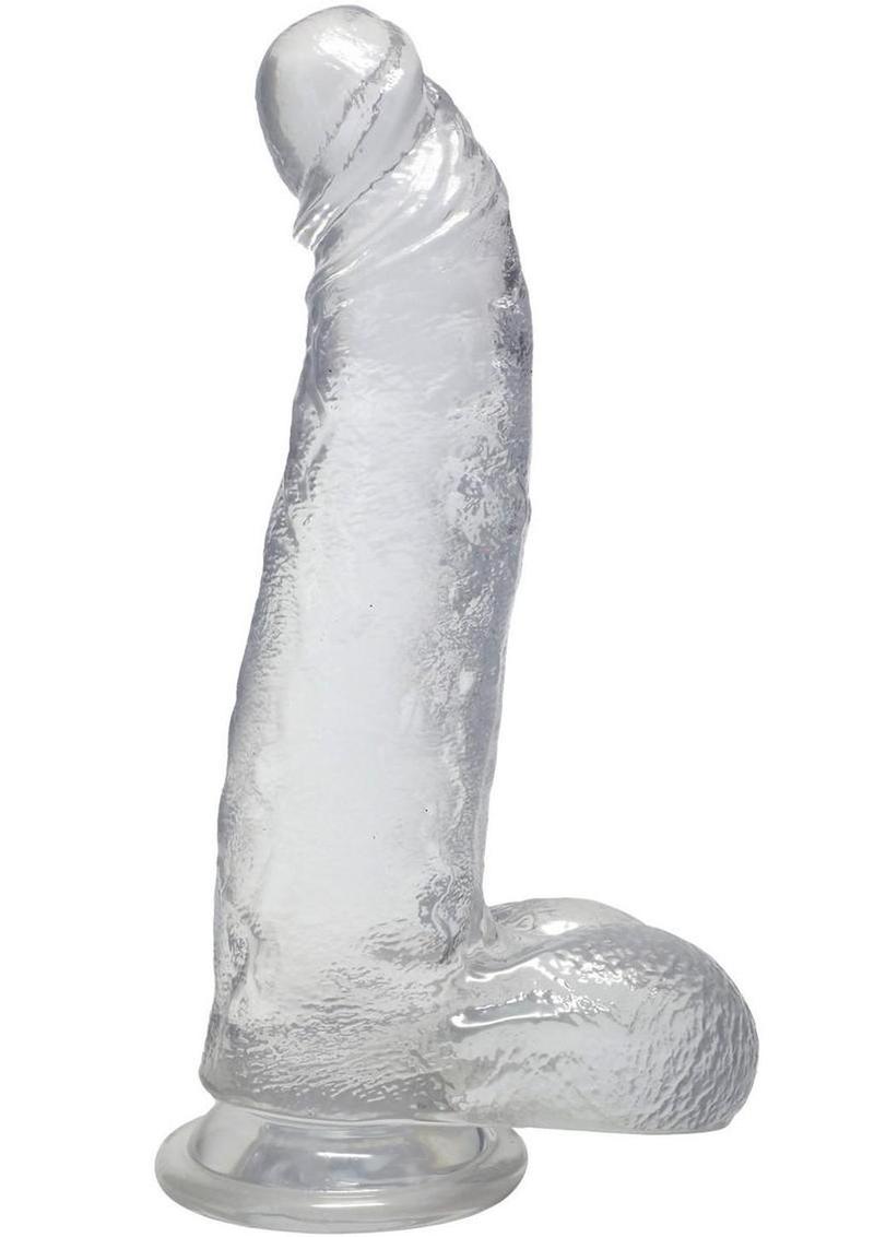 Crystal Jellies Curved Realistic Cock with Balls 8in - Clear