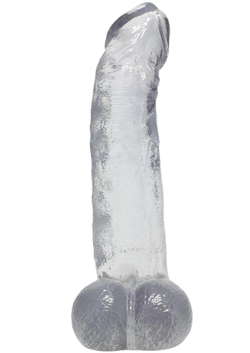 Crystal Jellies Curved Realistic Cock with Balls 8in - Clear
