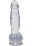 Crystal Jellies Curved Realistic Cock with Balls 7in - Clear
