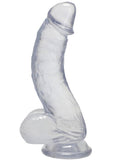 Crystal Jellies Curved Realistic Cock with Balls 7in - Clear
