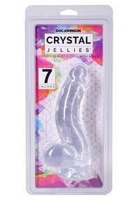 Crystal Jellies Curved Realistic Cock with Balls 7in - Clear