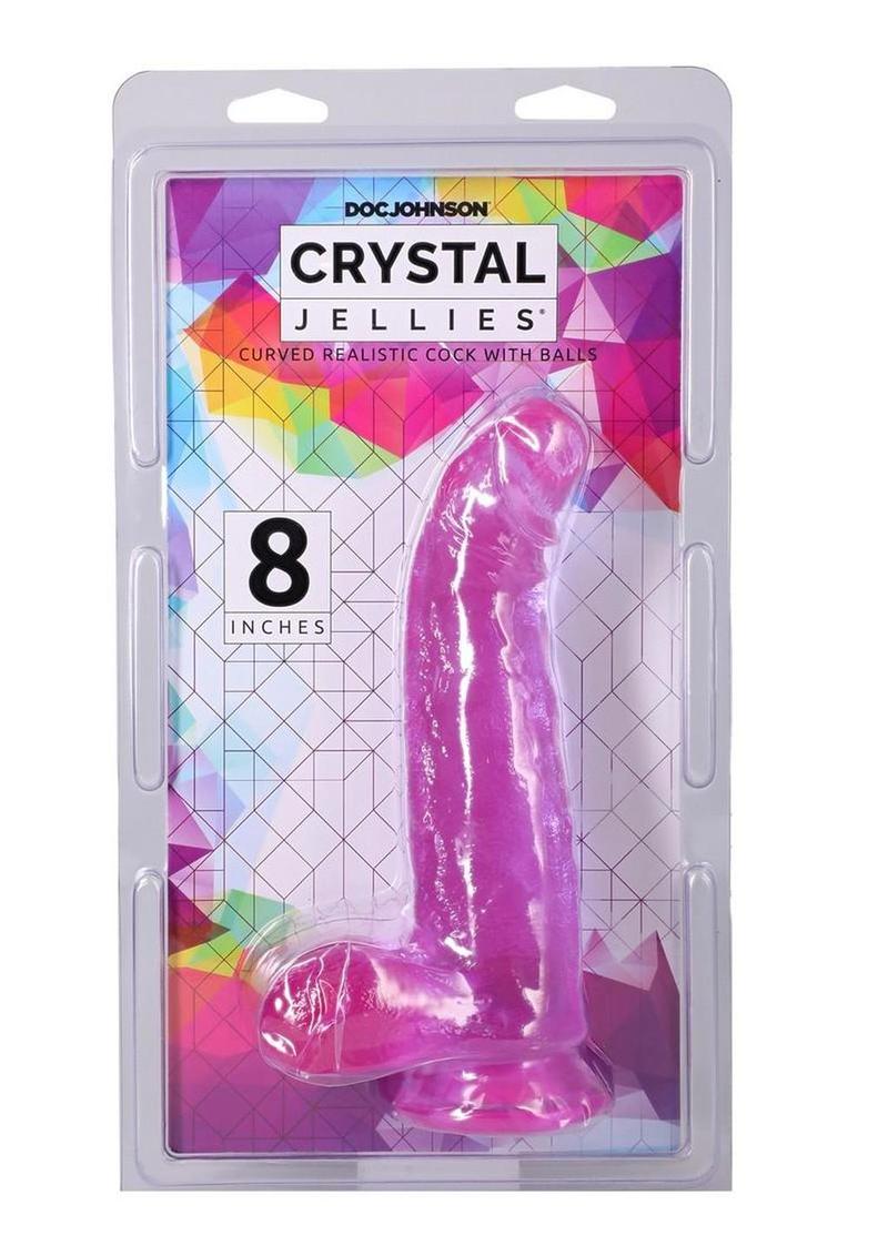 Crystal Jellies Curved Realistic Cock with Balls 8in - Purple