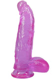 Crystal Jellies Curved Realistic Cock with Balls 8in - Purple