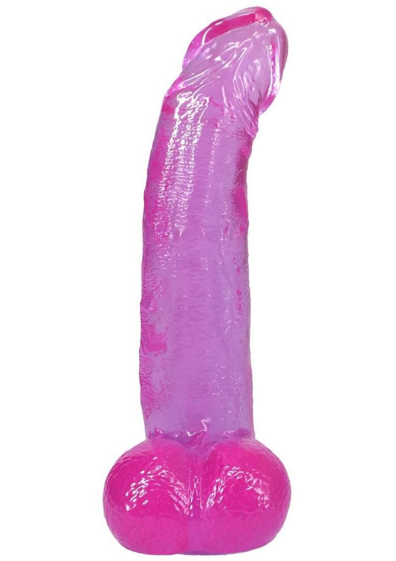 Crystal Jellies Curved Realistic Cock with Balls 8in - Purple