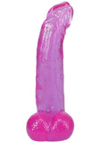 Crystal Jellies Curved Realistic Cock with Balls 8in - Purple
