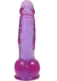 Crystal Jellies Curved Realistic Cock with Balls 7in - Purple
