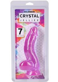 Crystal Jellies Curved Realistic Cock with Balls 7in - Purple