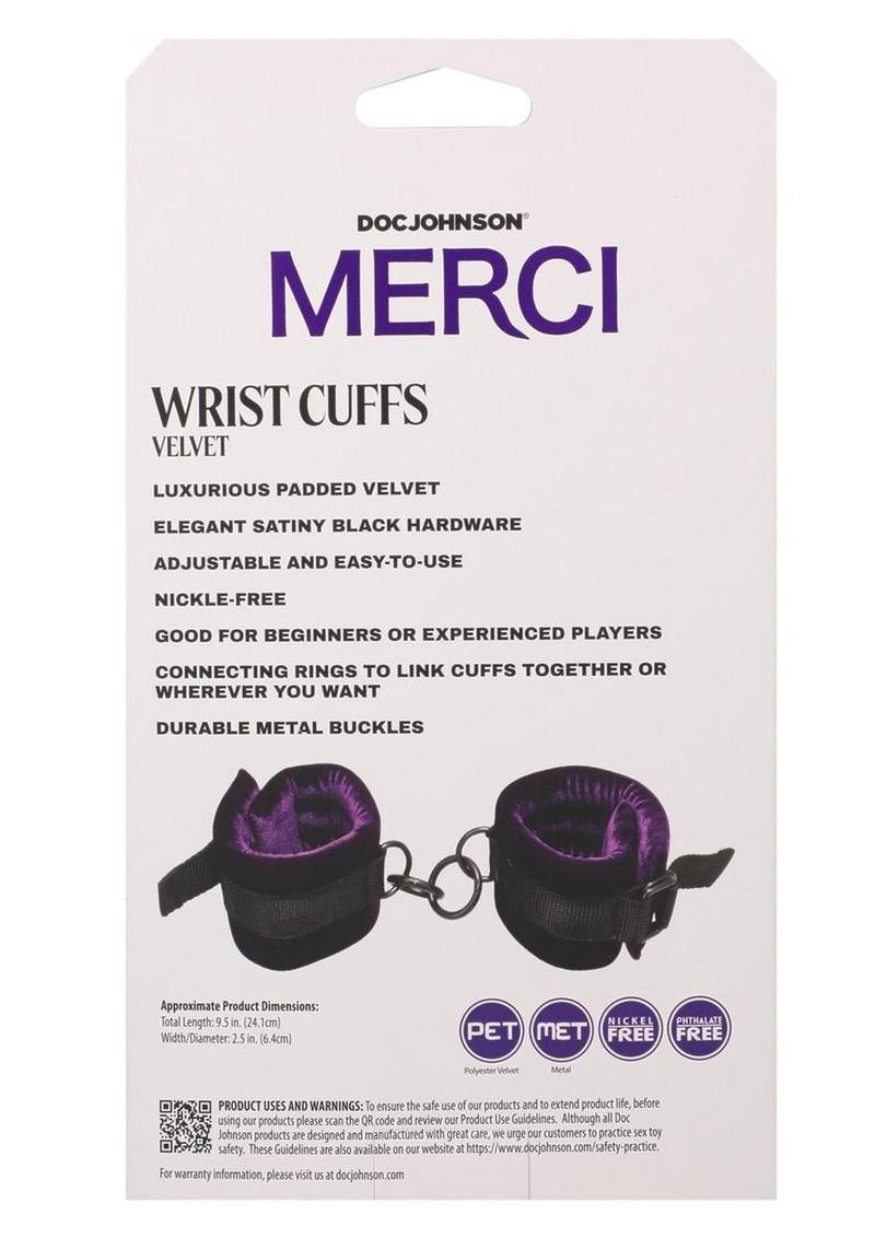 Merci Velvet Wrist Cuffs - Purple/Black