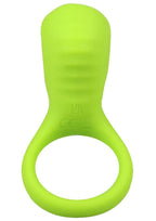 Mood Play Vibrating Rechargeable Silicone Cock Ring - Green/Pink