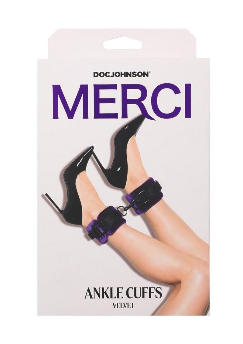 Merci Velvet Ankle Cuffs - Purple/Black