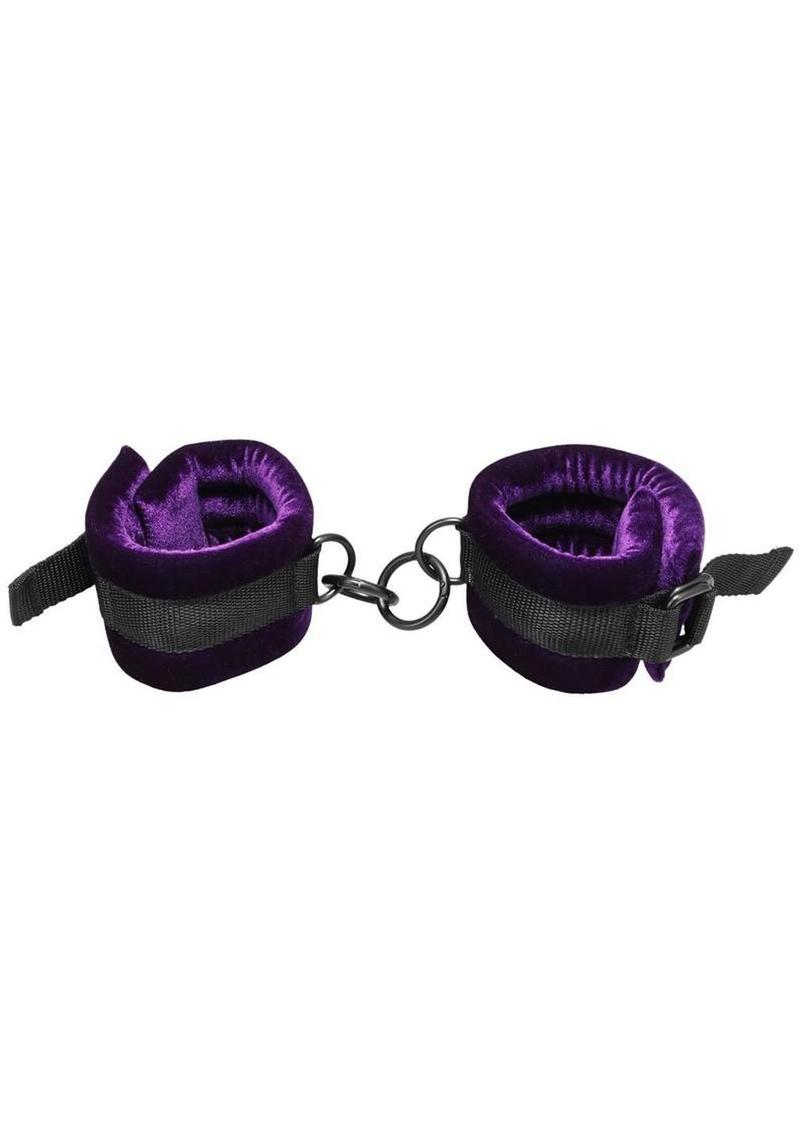 Merci Velvet Ankle Cuffs - Purple/Black