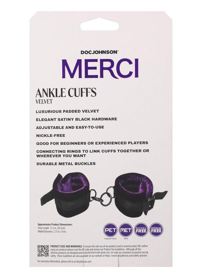 Merci Velvet Ankle Cuffs - Purple/Black