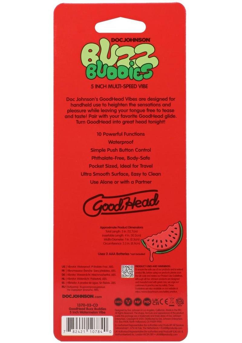 GoodHead Buzz Buddies Watermelon 5in Vibe - Green/Red