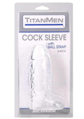 TitanMen Cock Sleeve with Ball Strap 6In - Clear