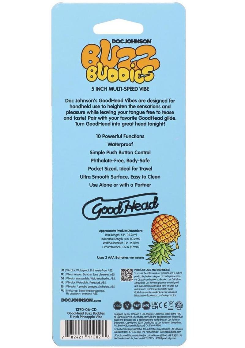 GoodHead Buzz Buddies Pineapple 5in Vibe - Blue/Gold