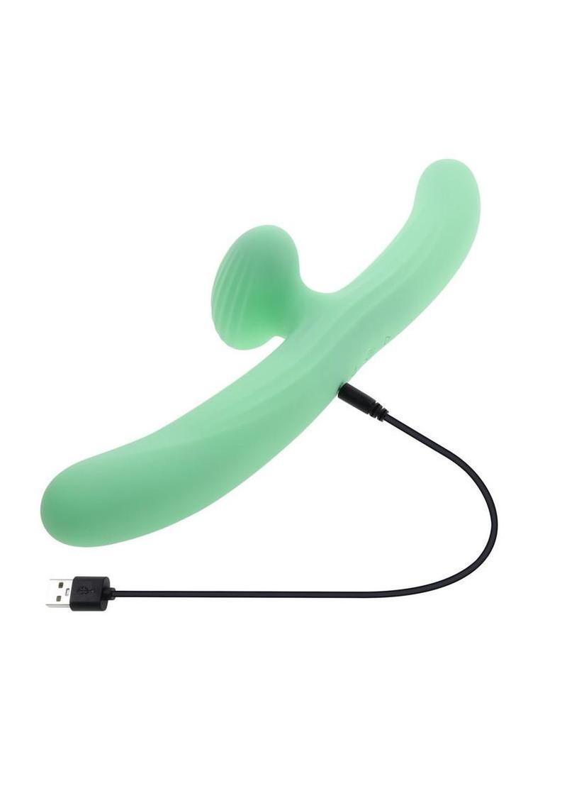 Meet Me Halfway Rechargeable Silicone Dual Vibrator - Green
