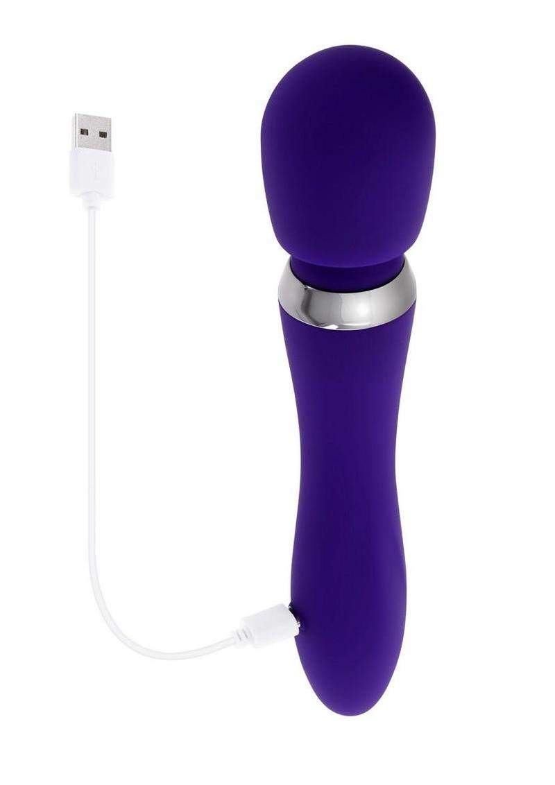 Selopa Merlin Rechargeable Silicone Wand Vibrator - Purple/Silver