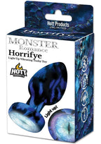 Monster Romance Horrifye Silicone Rechargeable Light Up Anal Plug with Remote - Black/Aqua