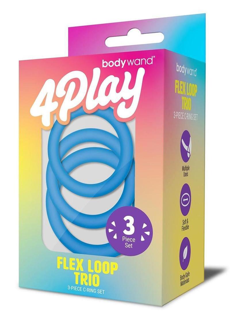 Bodywand 4Play Flex Trio Silicone Cockring Set (3 Piece) - Blue