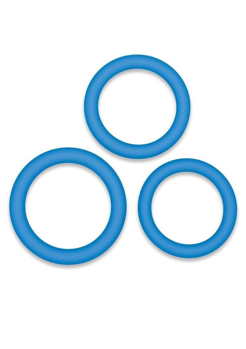 Bodywand 4Play Flex Trio Silicone Cockring Set (3 Piece) - Blue