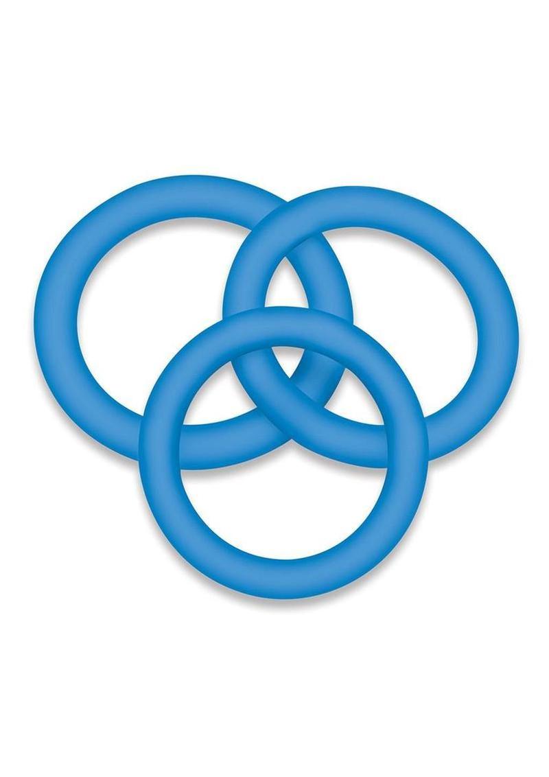 Bodywand 4Play Flex Trio Silicone Cockring Set (3 Piece) - Blue