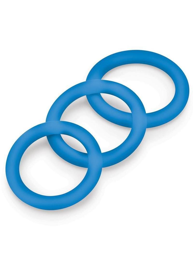 Bodywand 4Play Flex Trio Silicone Cockring Set (3 Piece) - Blue