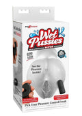 PDX Extreme Wet Pussies Pick Your Pleasure Control Freak Self Lubricating Vibrating Stroker with Remote - Pussy/Ass - Frost