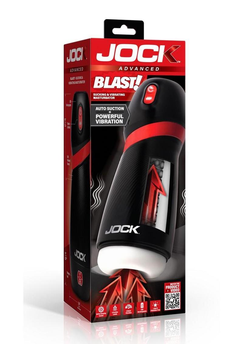 Jock Blast! Sucking & Vibrating Rechargeable Masturbator - Black/White