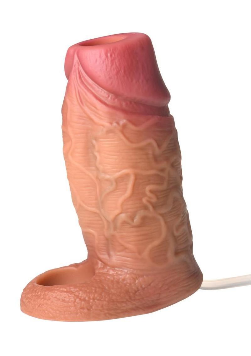 Jock Silicone Penis Squirting Enhancer with Ball Strap - Caramel