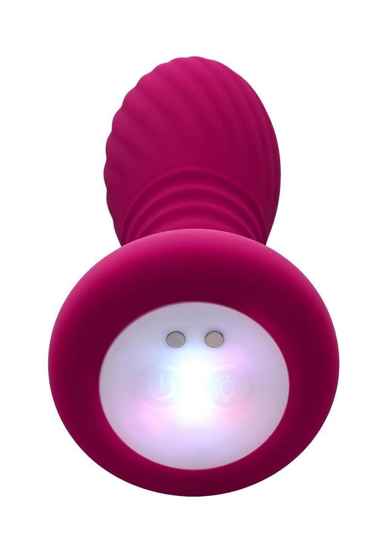 Party Plug Rechargeable Silicone Thrusting Light Up Anal Plug - Red