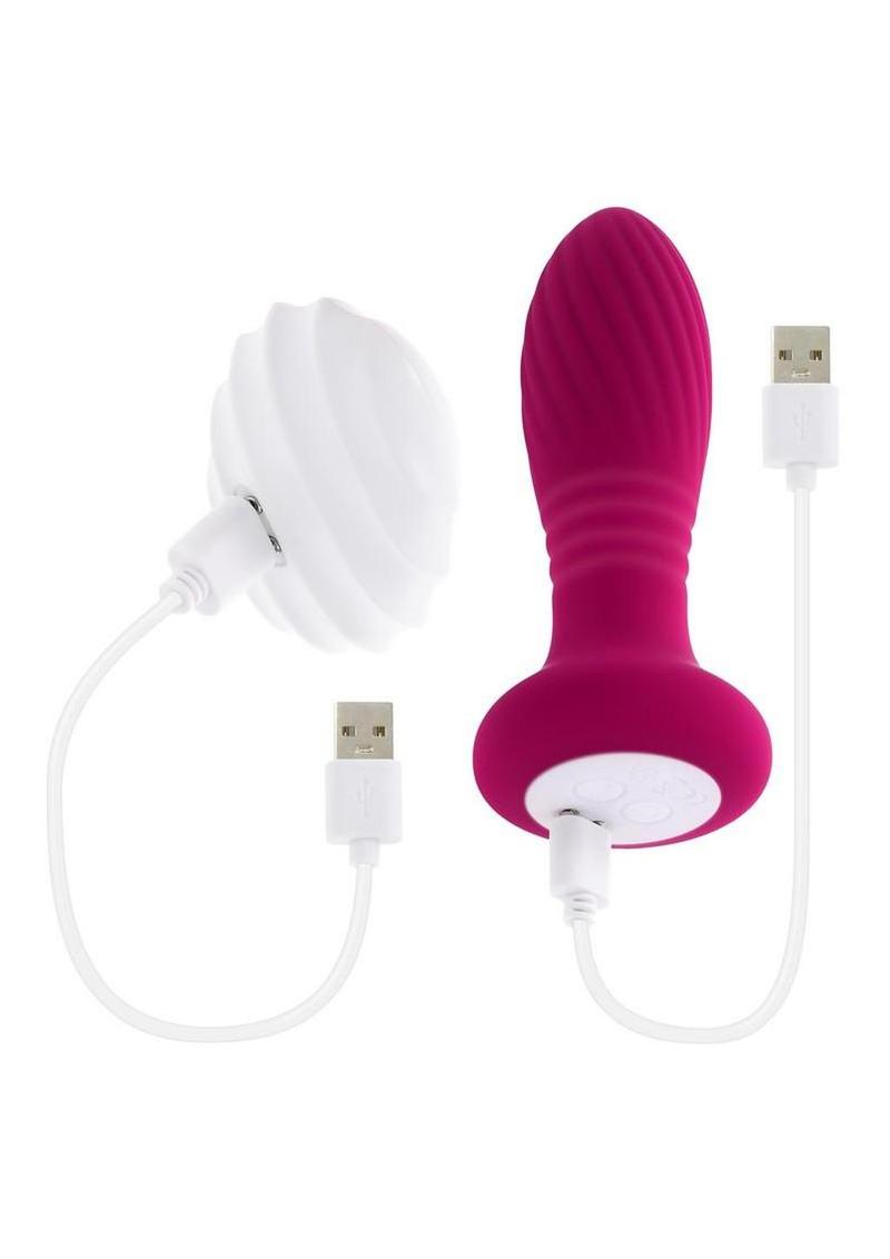 Party Plug Rechargeable Silicone Thrusting Light Up Anal Plug - Red